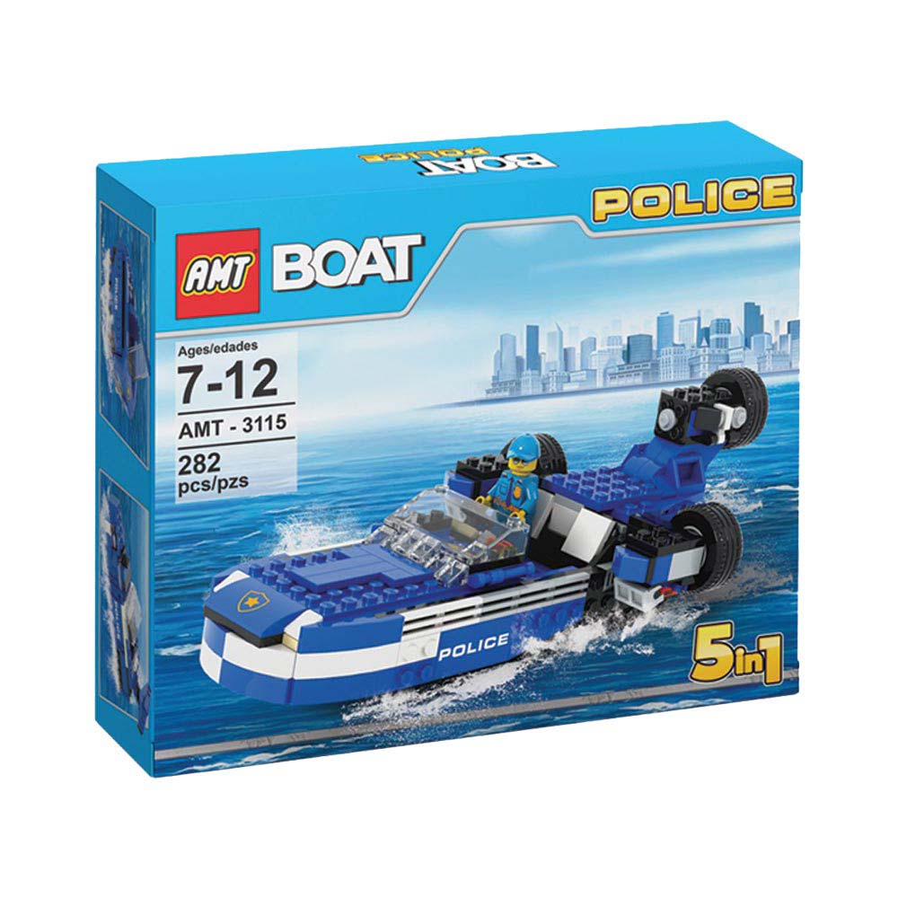 لگو قایق پلیس 5 مدل در 1 جعبه 282 قطعه کد AMT3115